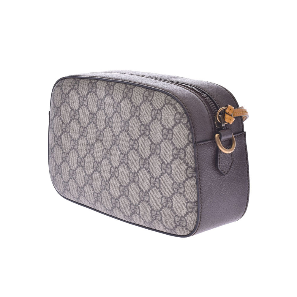 Gucci Shoulder Brown Beige Tan Leather GG Supreme Messenger Canvas Bag